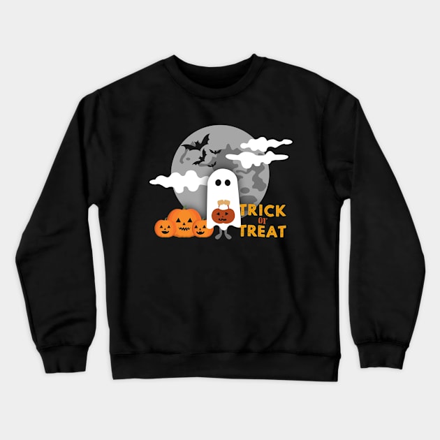 Halloween Trick or Treat Ghost Pumpkins Crewneck Sweatshirt by ThyShirtProject - Affiliate